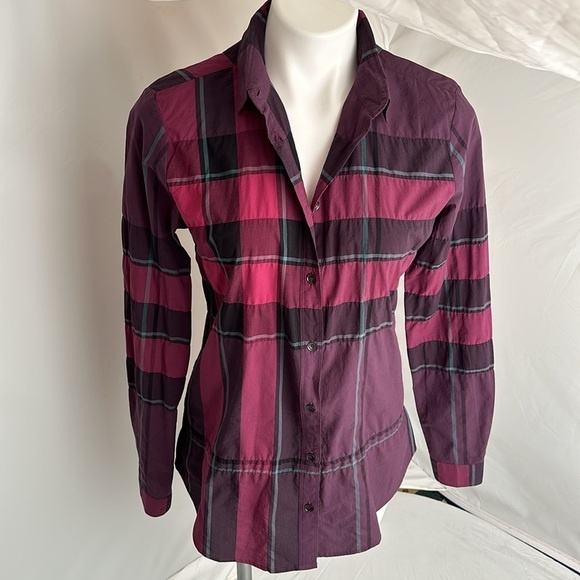 Burberry Brit multicolor fuchsia purple button down shirt